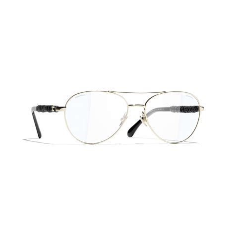 chanel sunglasses 4206|Pilot Blue Light Glasses Metal & Calfskin Light Gold .